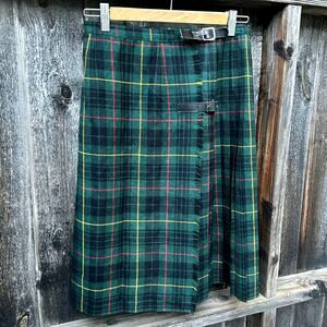 Vintage Bonwit Teller Tartan Wool Kilt Skirt 26W